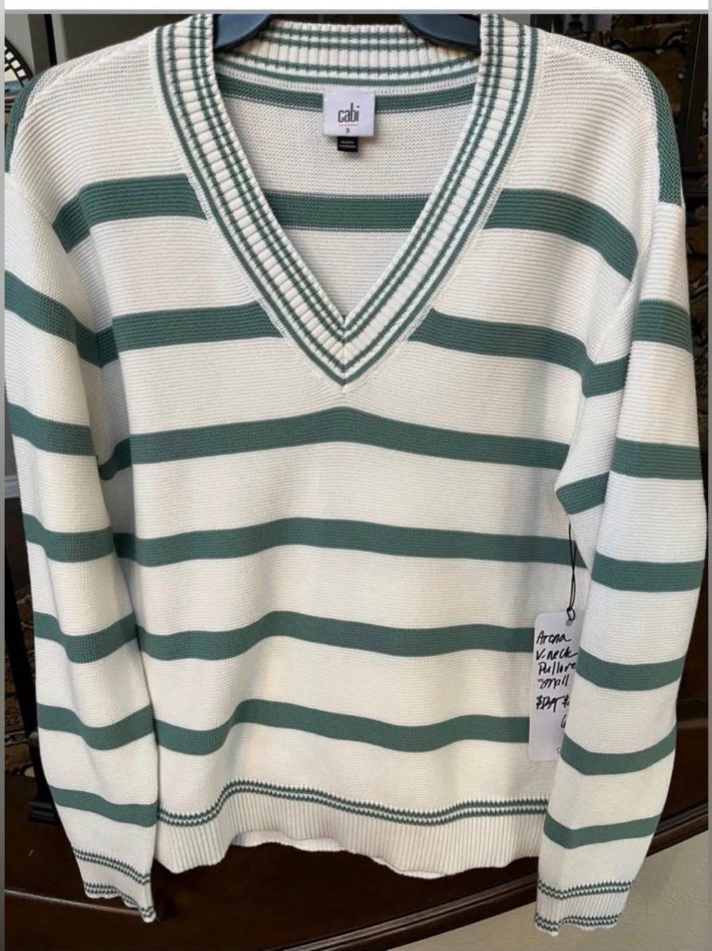 cabi #6656 Arena v-neck pullover. NWT. Size Small. Retail - $139.